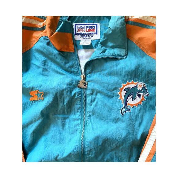 Miami Dolphins 90s STARTER Track Suit jacket pants windbreaker L XL teal NFL vtg - Picture 4 of 10